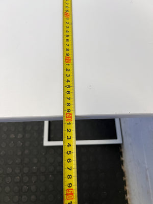 Sleek White Square Side Table with Metal Frame – Minor Wear