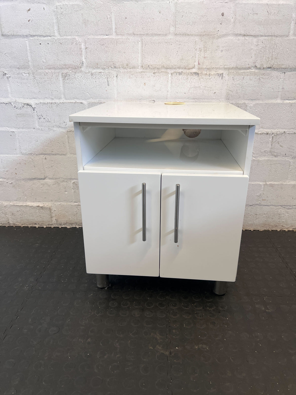 Sleek White Storage Cabinet with Open Shelf ✨
