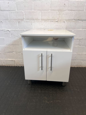 Sleek White Storage Cabinet with Open Shelf ✨