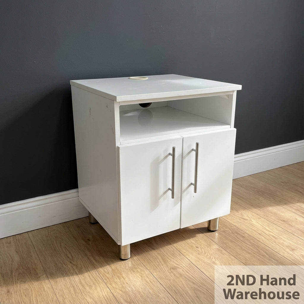 Sleek White Storage Cabinet with Open Shelf ✨
