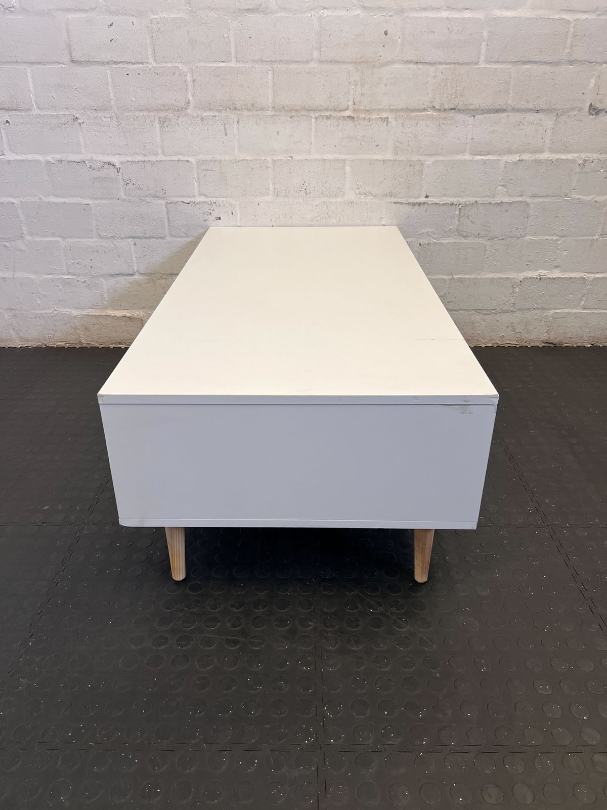 Sleek White TV Unit / Sideboard with Wooden Legs