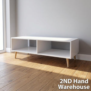 Sleek White TV Unit / Sideboard with Wooden Legs