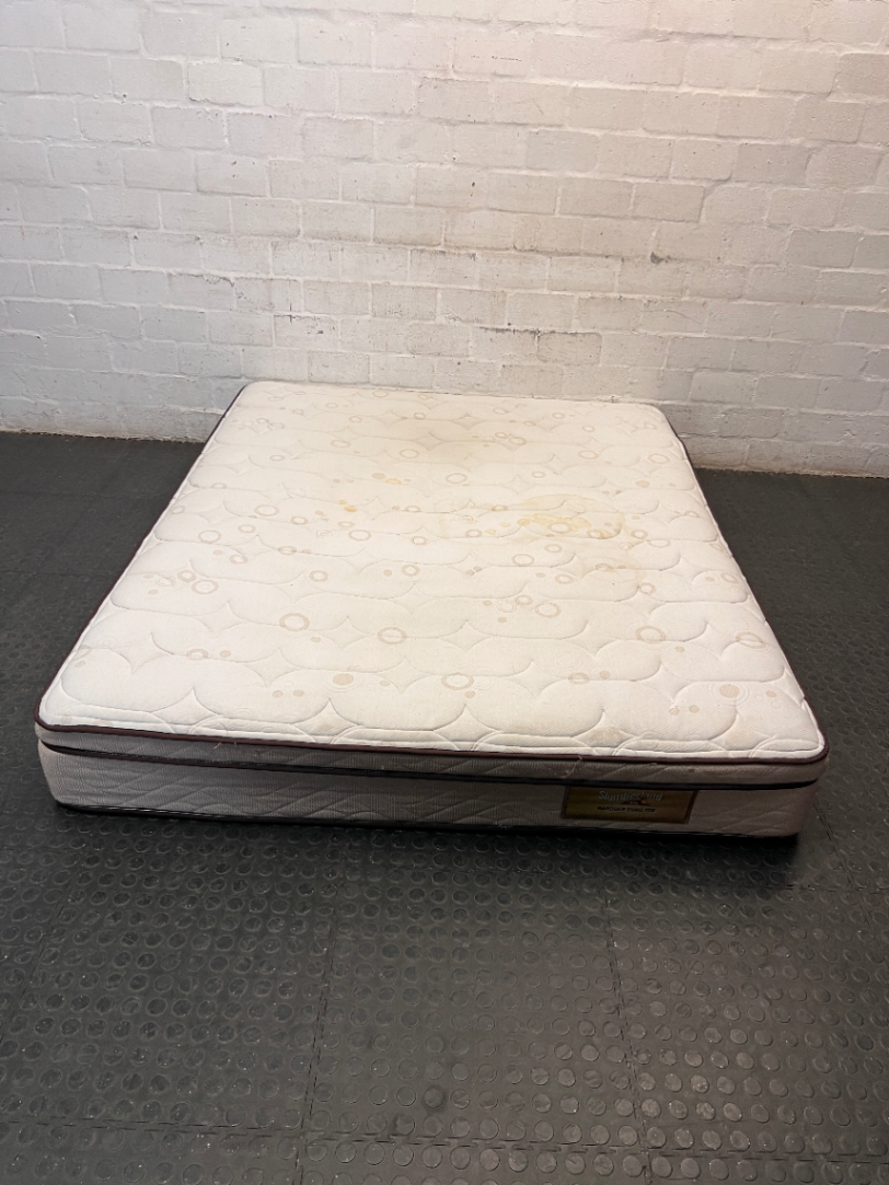Slumberland Queen Pillow Top Mattress — Fair Condition with Visible Surface Marks
