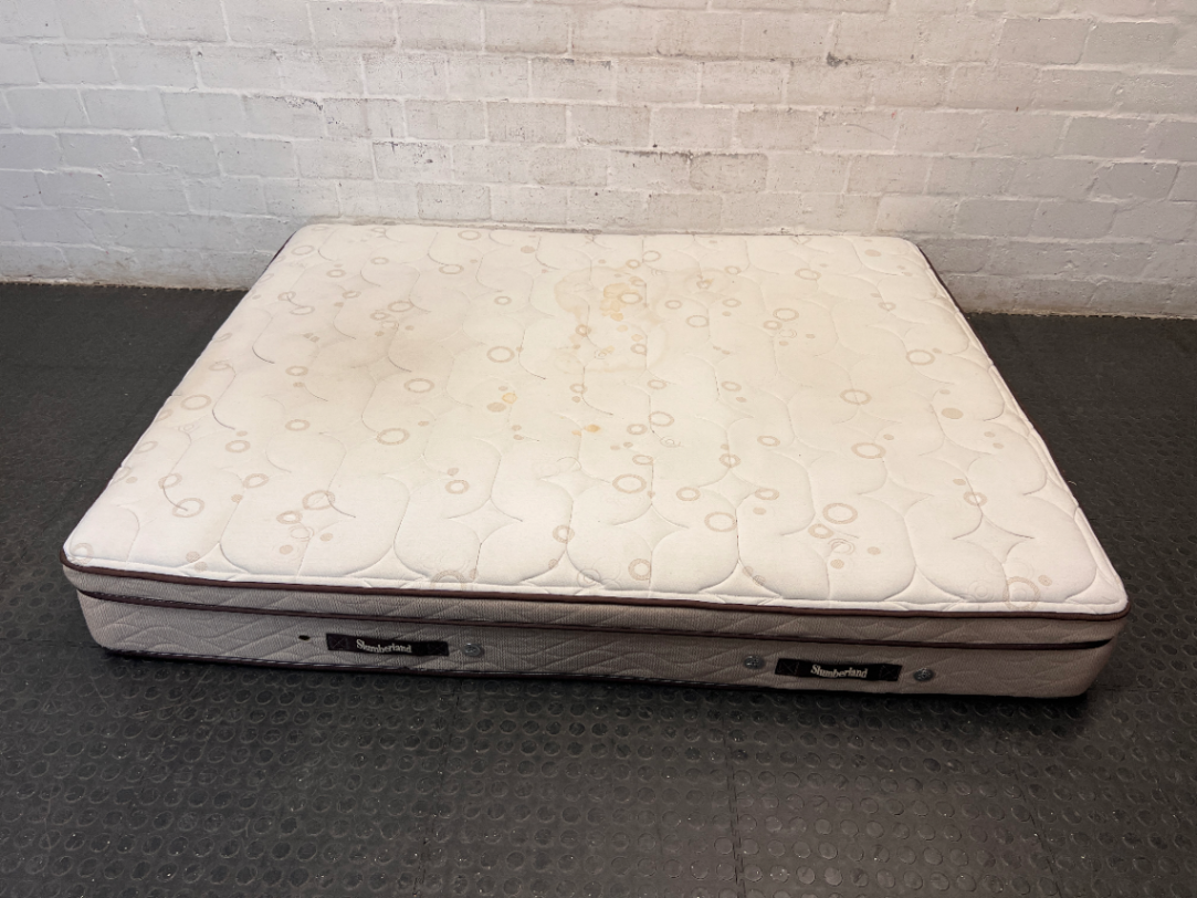 Slumberland Queen Pillow Top Mattress — Fair Condition with Visible Surface Marks