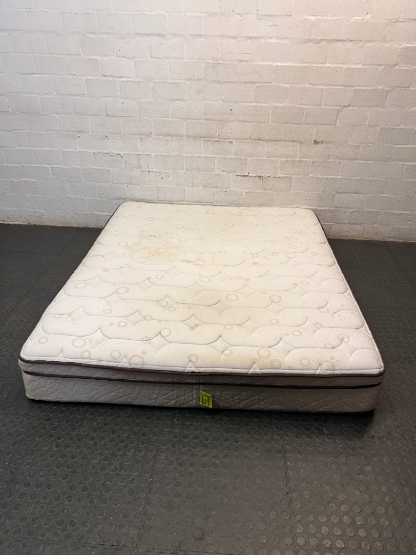 Slumberland Queen Pillow Top Mattress — Fair Condition with Visible Surface Marks