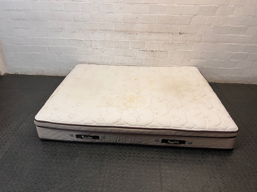 Slumberland Queen Pillow Top Mattress — Fair Condition with Visible Surface Marks