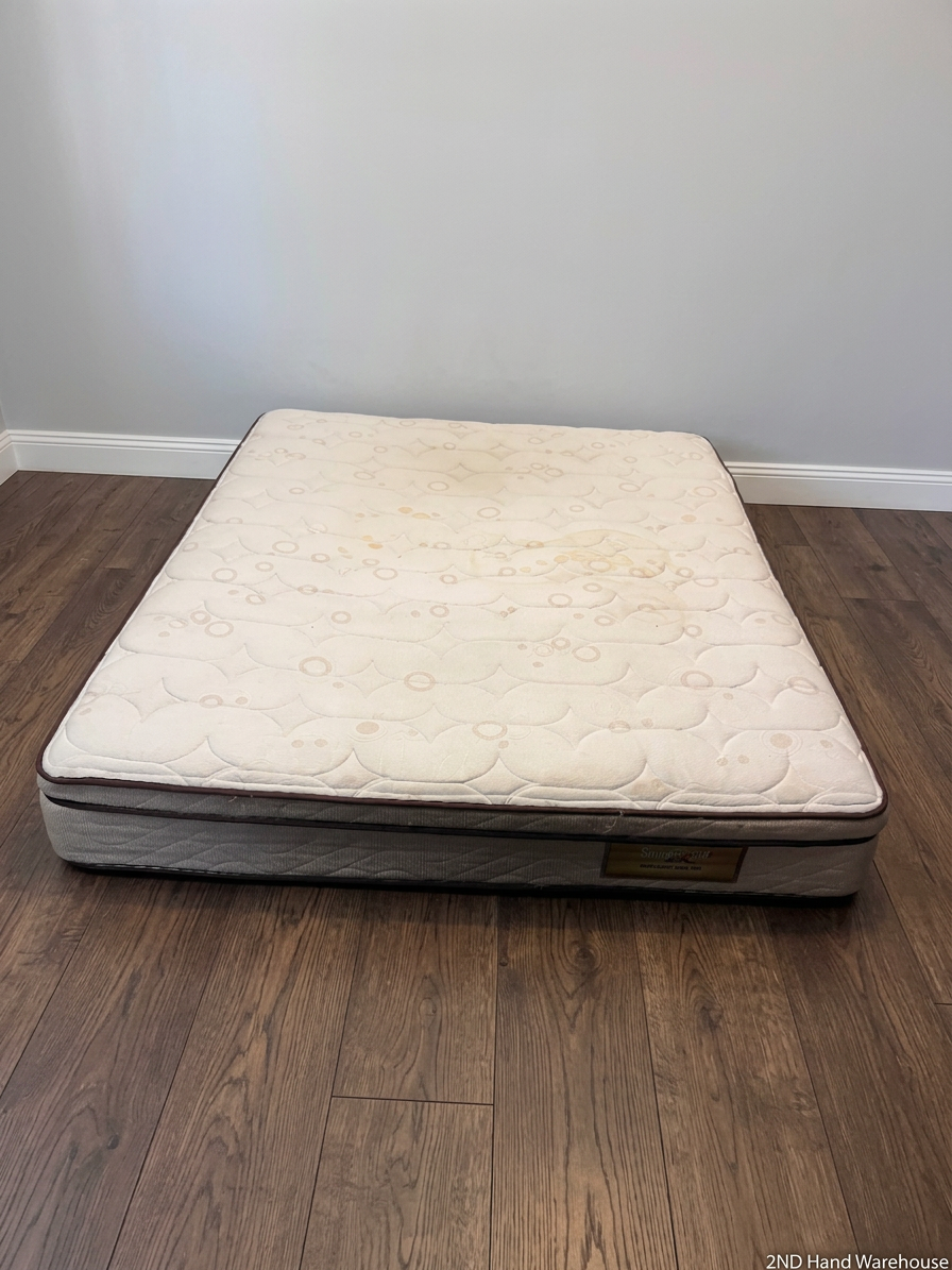 Slumberland Queen Pillow Top Mattress — Fair Condition with Visible Surface Marks