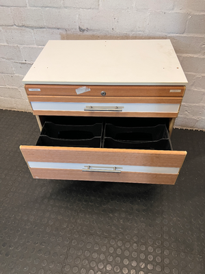 Small 3-Drawer Office Organiser in Wood-Look Finish - 2ndhandwarehouse.com