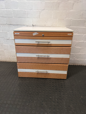 Small 3-Drawer Office Organiser in Wood-Look Finish - 2ndhandwarehouse.com