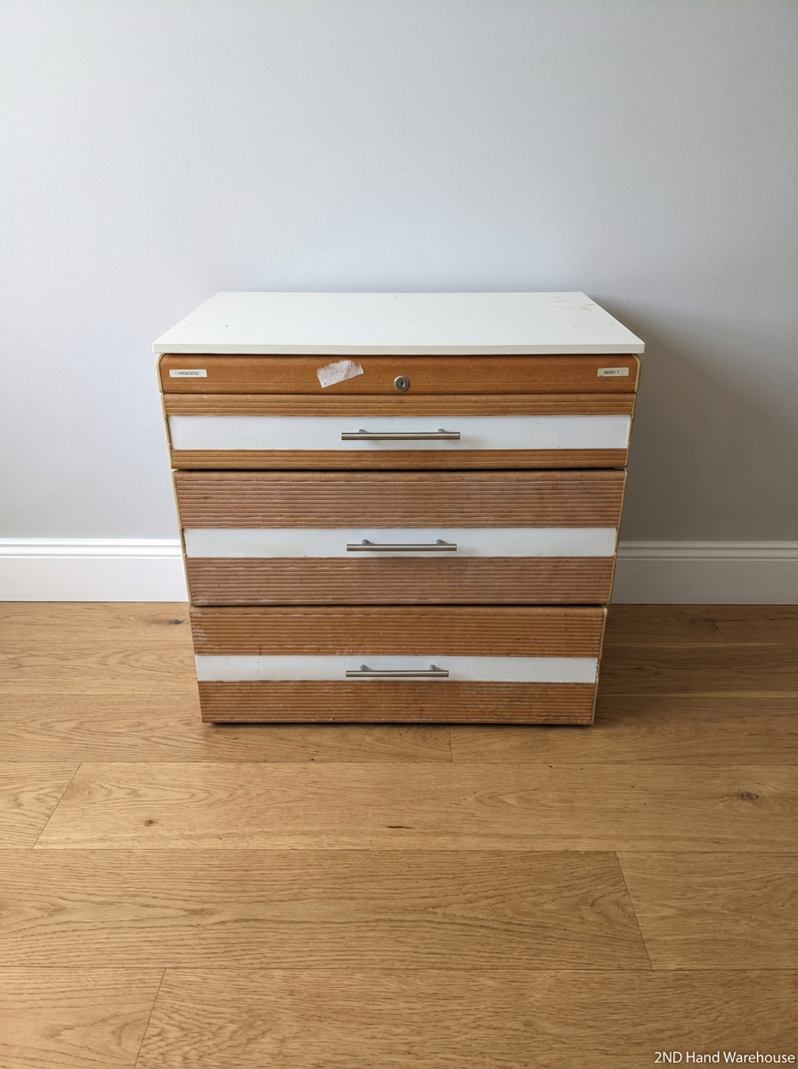 Small 3-Drawer Office Organiser in Wood-Look Finish - 2ndhandwarehouse.com
