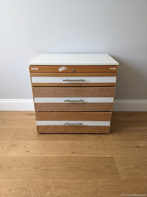 Small 3-Drawer Office Organiser in Wood-Look Finish - 2ndhandwarehouse.com