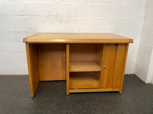 Small Solid Desk with Sliding Cabinet