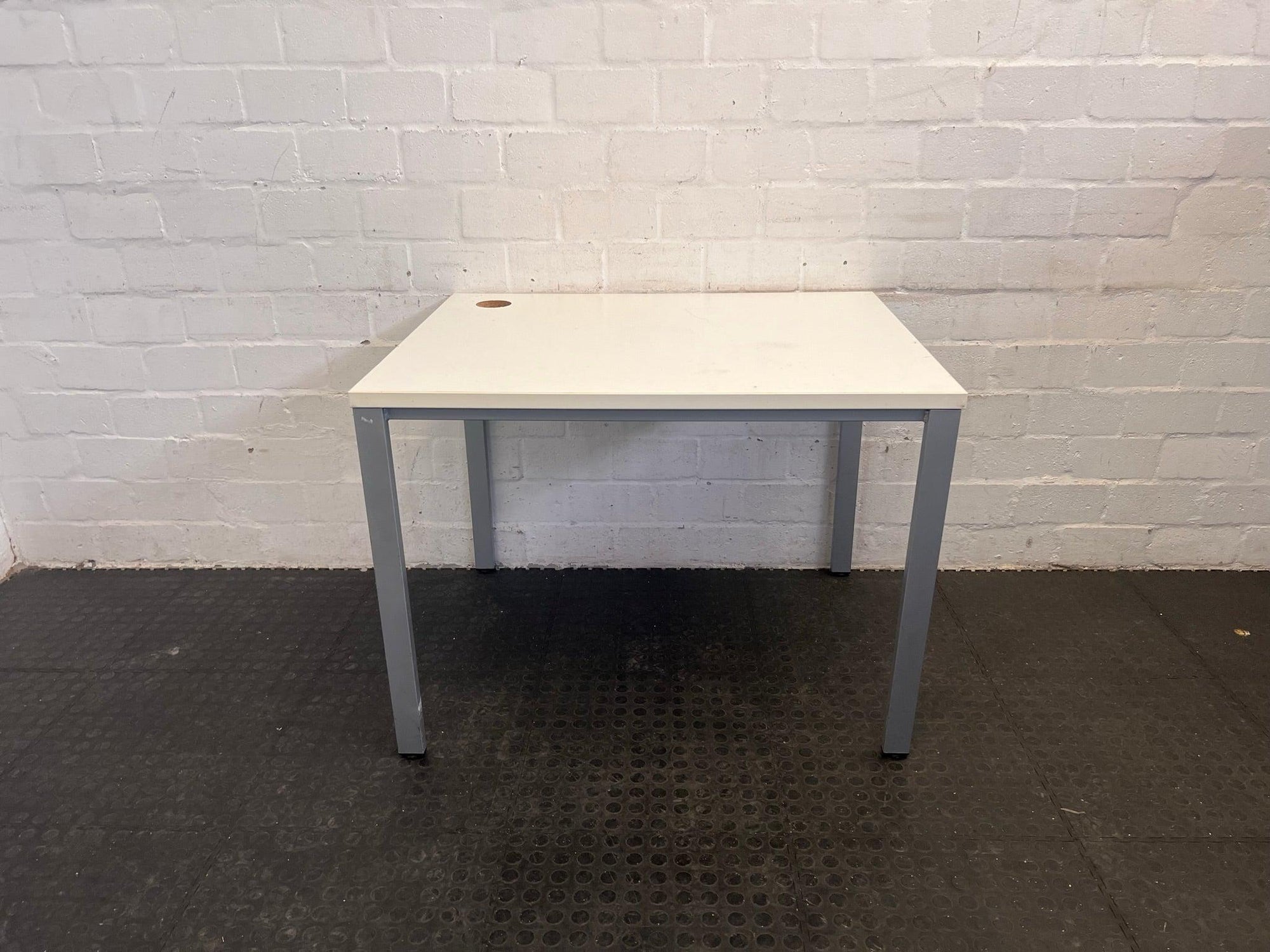 Small White Top Desk with Steel Legs