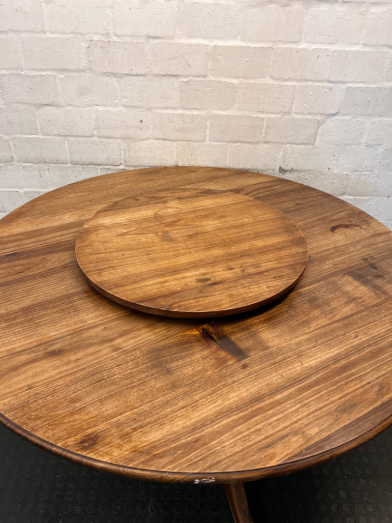 Solid Blackwood Dining Set & Lazy Susan - Surface Marks present - 2ndhandwarehouse.com