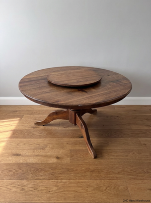 Solid Blackwood Dining Set & Lazy Susan - Surface Marks present - 2ndhandwarehouse.com