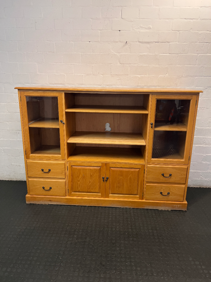 Solid Oak Dining Room Dresser - Minor Edge Wear - 2ndhandwarehouse.com