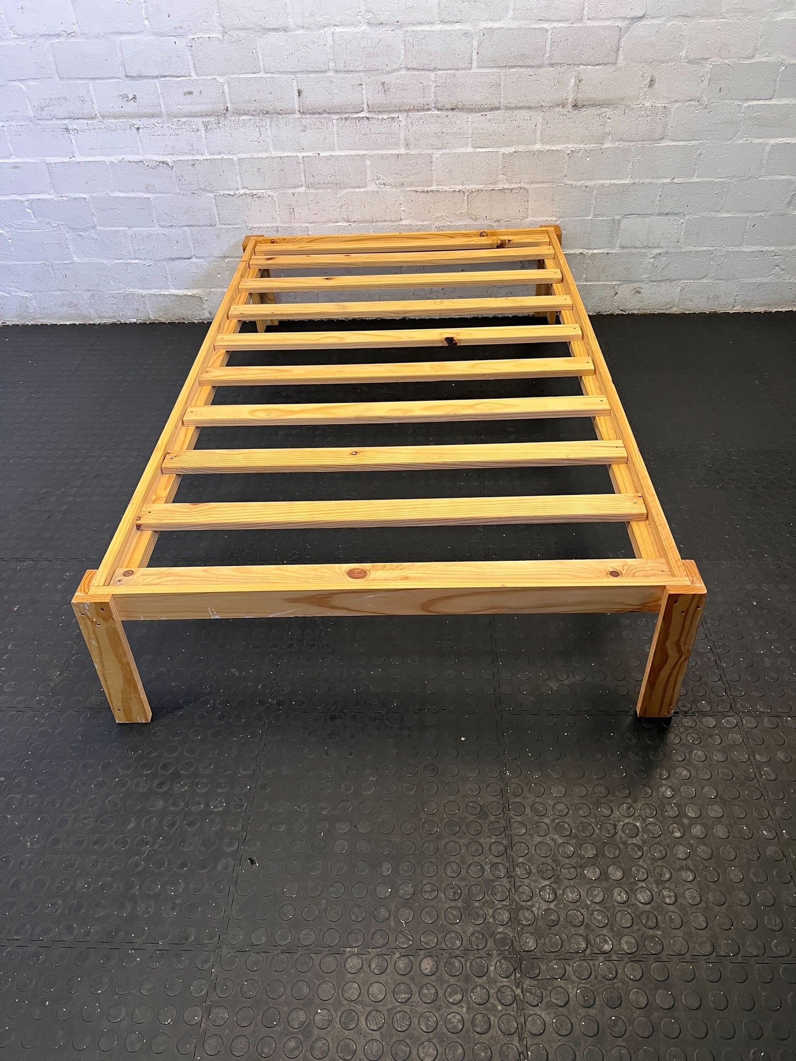 Solid Pine Wooden Bed Frame 3/4 – Minimal Wear, Natural Finish