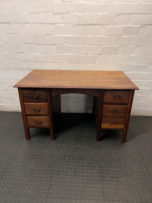 Solid Wood Double Pedestal Office Desk — Fair Used Condition