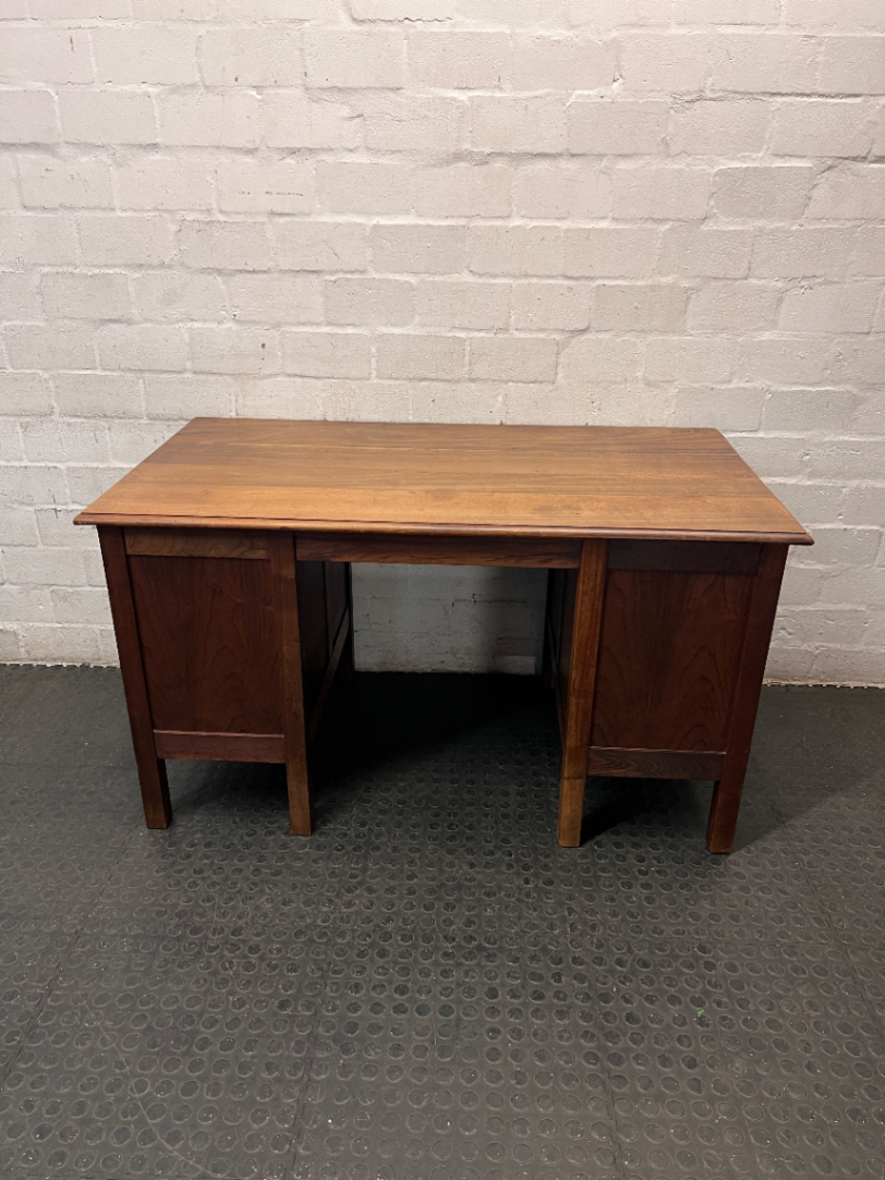 Solid Wood Double Pedestal Office Desk — Fair Used Condition