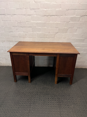 Solid Wood Double Pedestal Office Desk — Fair Used Condition