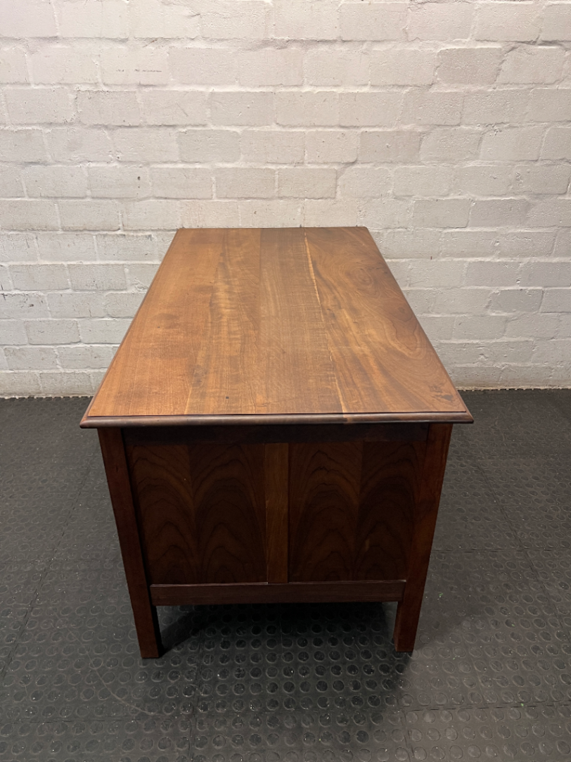 Solid Wood Double Pedestal Office Desk — Fair Used Condition