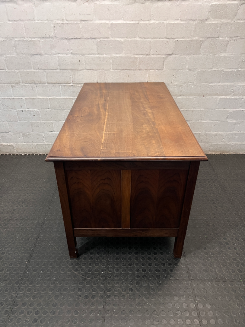 Solid Wood Double Pedestal Office Desk — Fair Used Condition