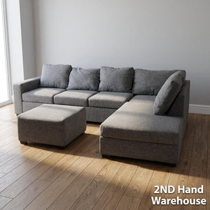 Spacious Grey Sectional Sofa with Ottoman
