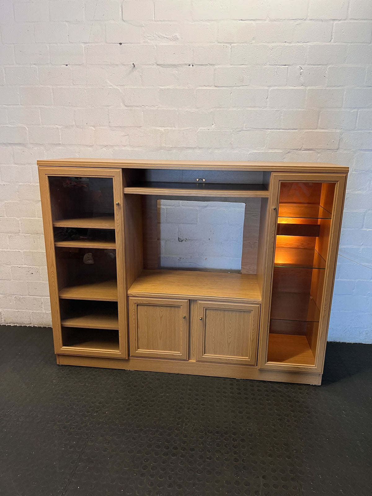 Spacious Light Wood Entertainment & Display Unit