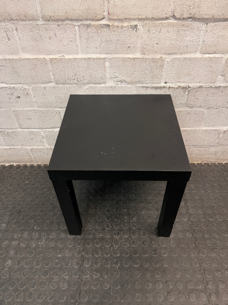 Square Minimalist Wooden Side Table in Charcoal Grey — Good Pre-owned Condition