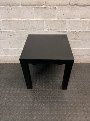 Square Minimalist Wooden Side Table in Charcoal Grey — Good Pre-owned Condition