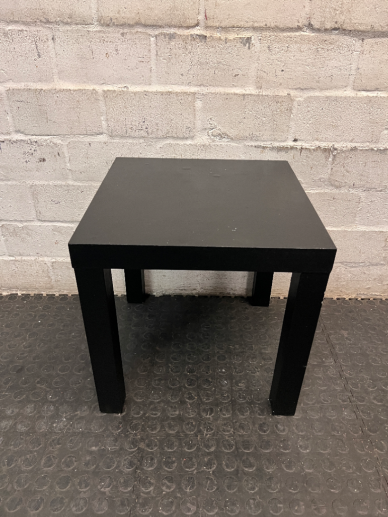 Square Minimalist Wooden Side Table in Charcoal Grey — Good Pre-owned Condition