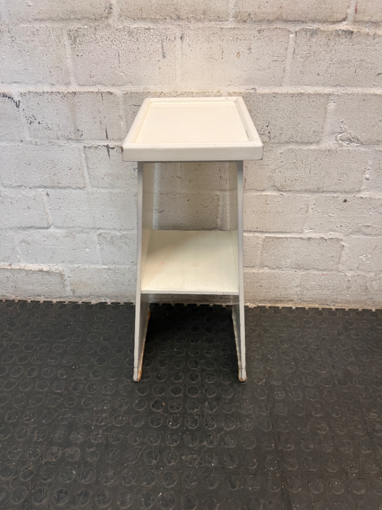 Square White Timber Pedestal Display Stand