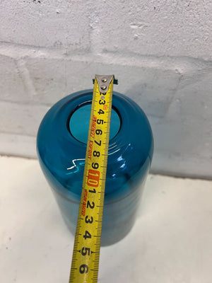 Stunning Turquoise Glass Vase – Elegant Design, Minor Scuffs