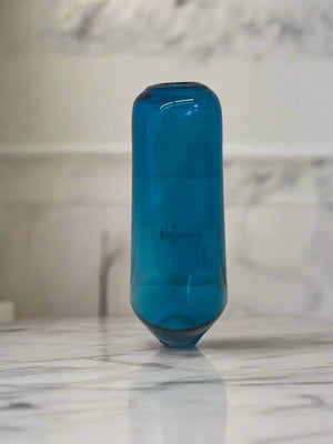Stunning Turquoise Glass Vase – Elegant Design, Minor Scuffs
