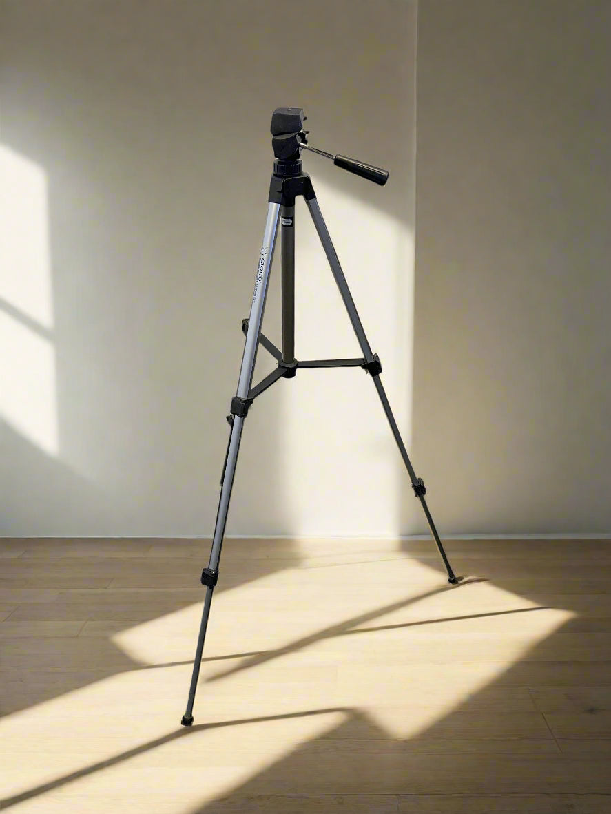 Sturdy Adjustable Tripod - Silver and Black Aluminum - Minor Scratches