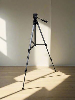 Sturdy Adjustable Tripod - Silver and Black Aluminum - Minor Scratches