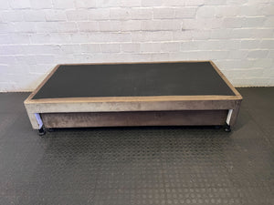 Sturdy Brown Upholstered Single Bed Base