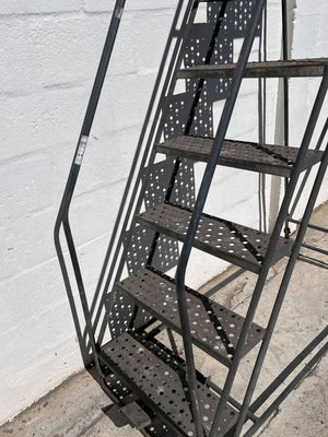 Sturdy Metal Indoor/Outdoor Ladder – Grey Finish, Minor Rust