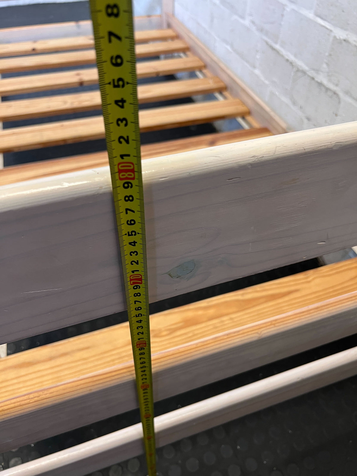 Sturdy White Wooden Single Bed Frame with Pine Slats