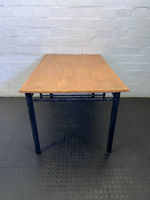 Sturdy Wood-Look & Black Metal Utility Table ✨