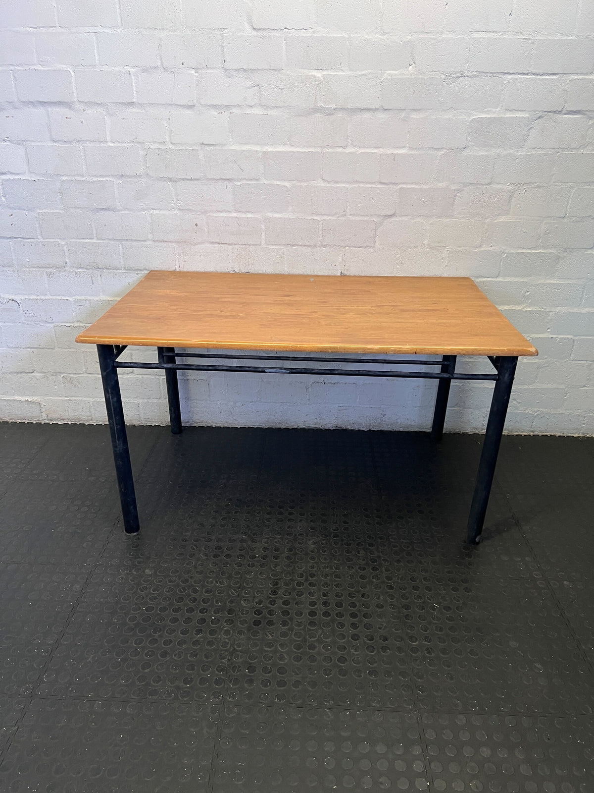 Sturdy Wood-Look & Black Metal Utility Table ✨