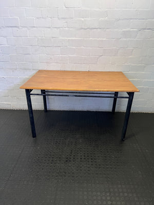 Sturdy Wood-Look & Black Metal Utility Table ✨