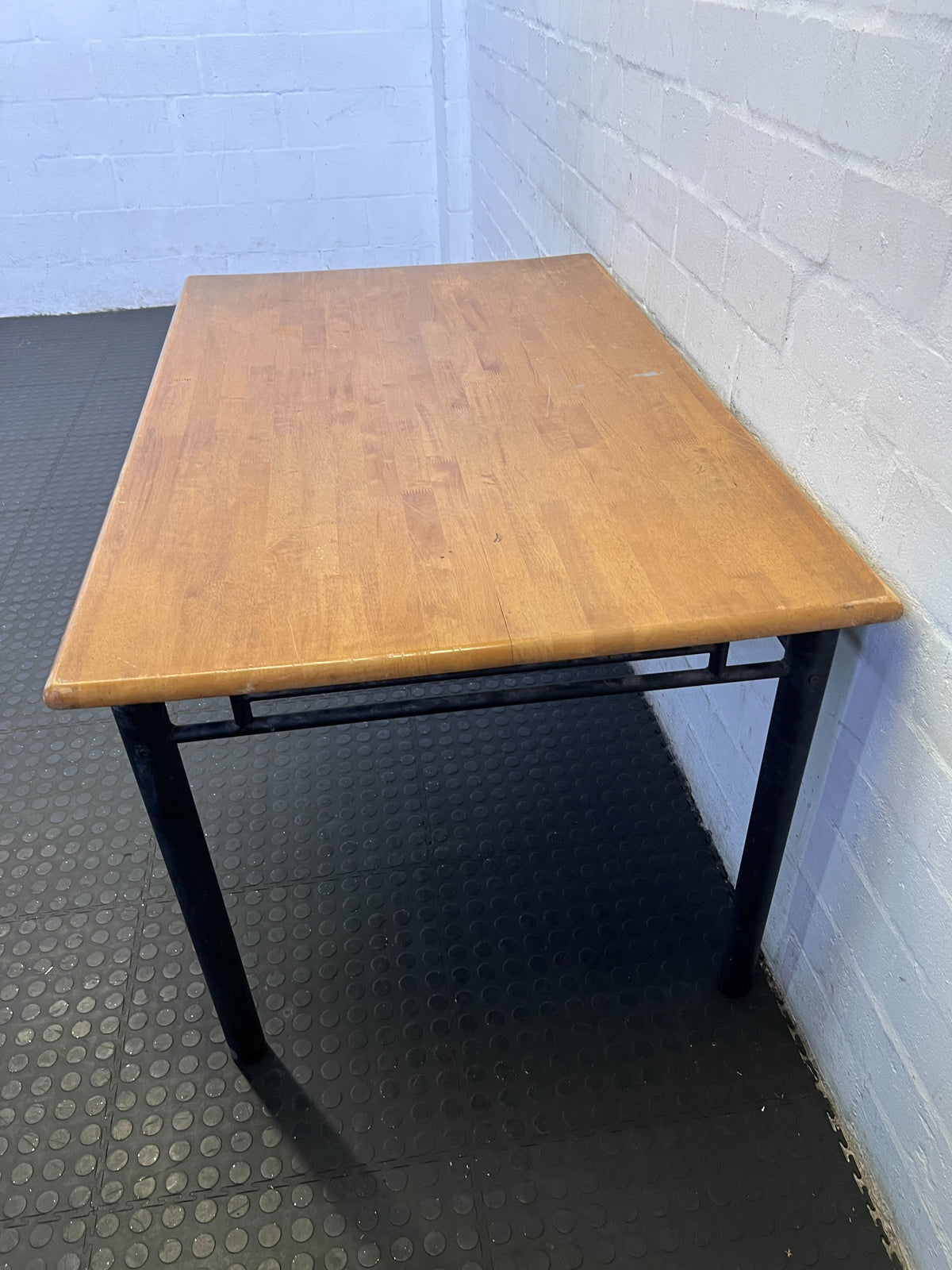 Sturdy Wood-Look & Black Metal Utility Table ✨