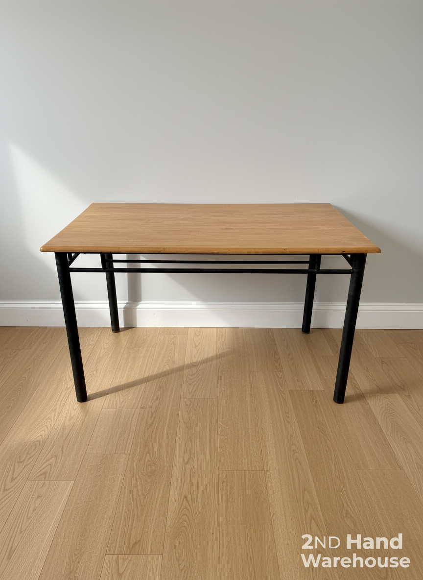 Sturdy Wood-Look & Black Metal Utility Table ✨