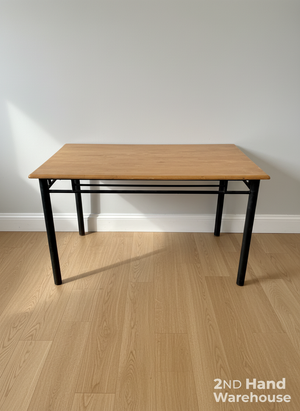 Sturdy Wood-Look & Black Metal Utility Table ✨