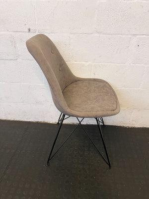 Stylish Beige Fabric Dining Chair with Black Legs – Minor Wear