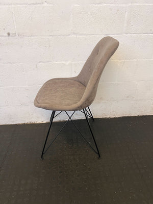 Stylish Beige Fabric Dining Chair with Black Legs – Minor Wear