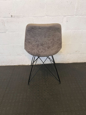 Stylish Beige Fabric Dining Chair with Black Legs – Minor Wear