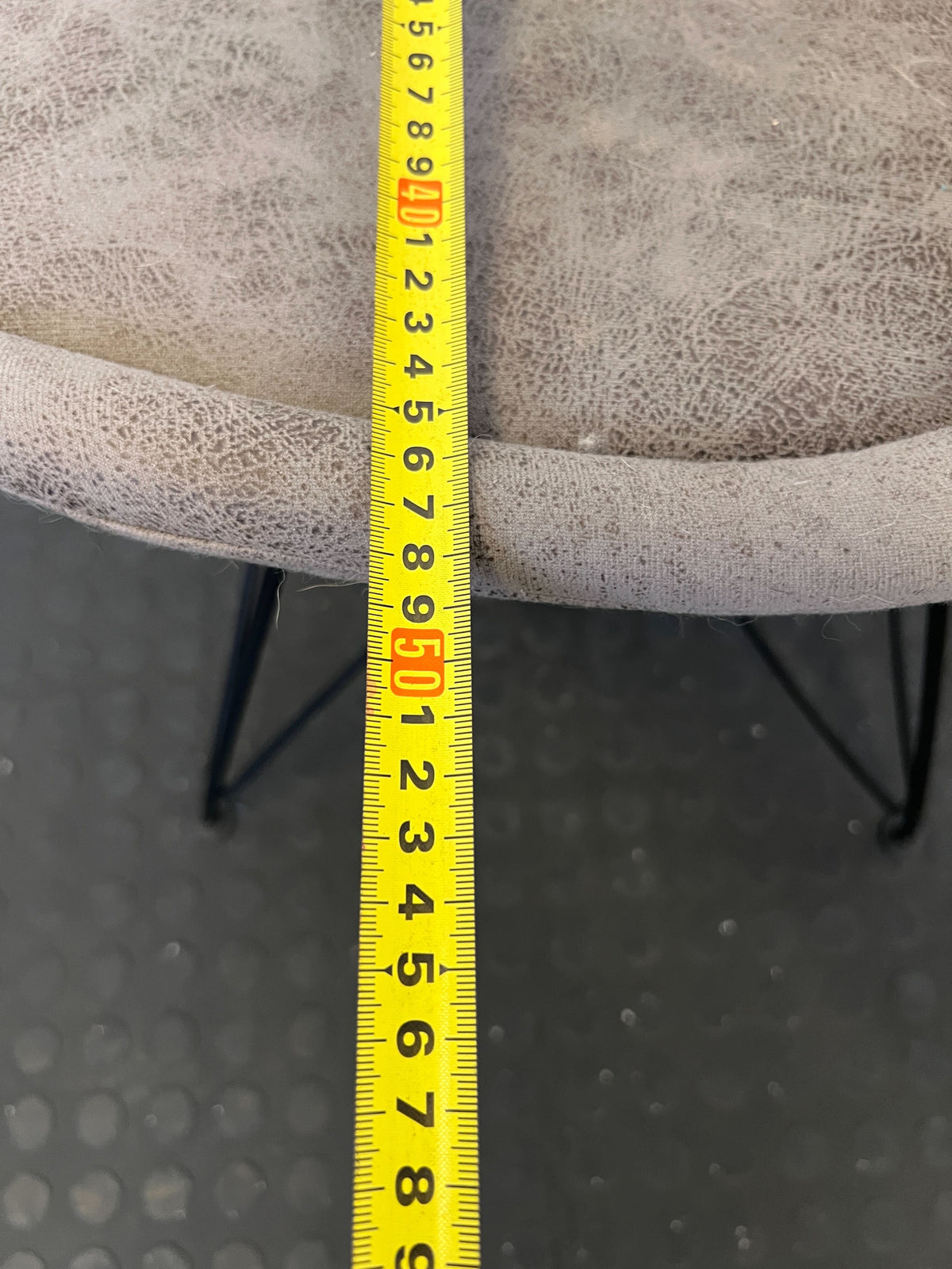 Stylish Beige Fabric Dining Chair with Black Legs – Minor Wear