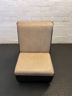 DBL SIDED - 60CM - Stylish Beige Upholstered Restaurant Booth Seat Wooden Frame  – Minor Wear (122 x 57)